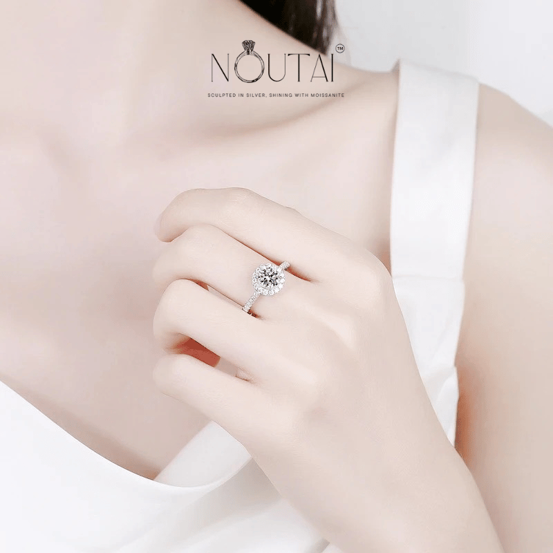 Noutai 0.5-2ct Adjustable Moissanite Ring – 925 Silver