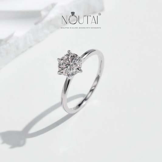 Noutai 1ct Moissanite Lab Diamond Ring – 925 Sterling Silver Platinum Plated