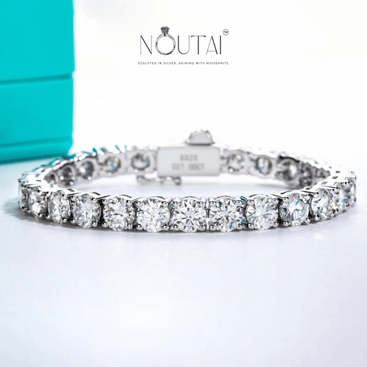 Noutai 3mm 5.2-6.5cttw D Color Moissanite Tennis Bracelet – 925 Sterling Silver