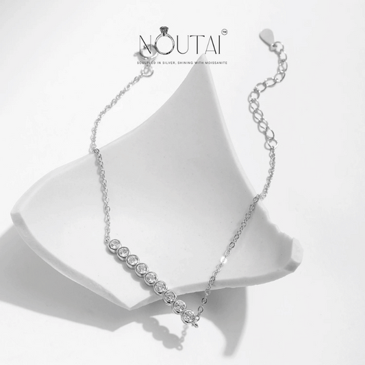 Noutai D Color Moissanite Simple Round Chain Bracelet – 925 Sterling Silver