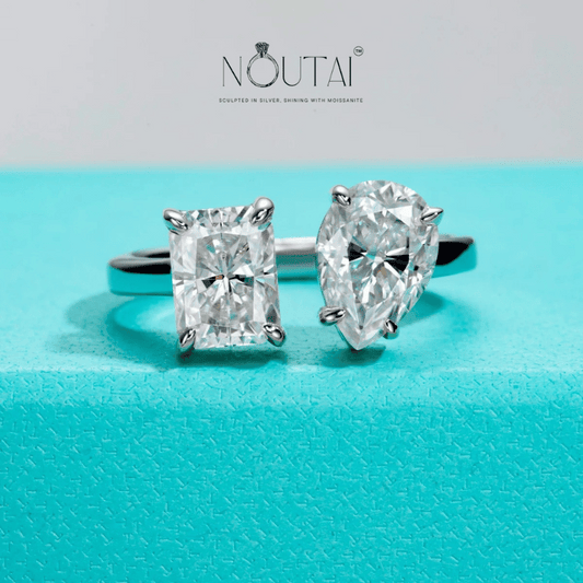 Noutai 4.5cttw Radiant Pear Moissanite Engagement Ring – 925 Sterling Silver