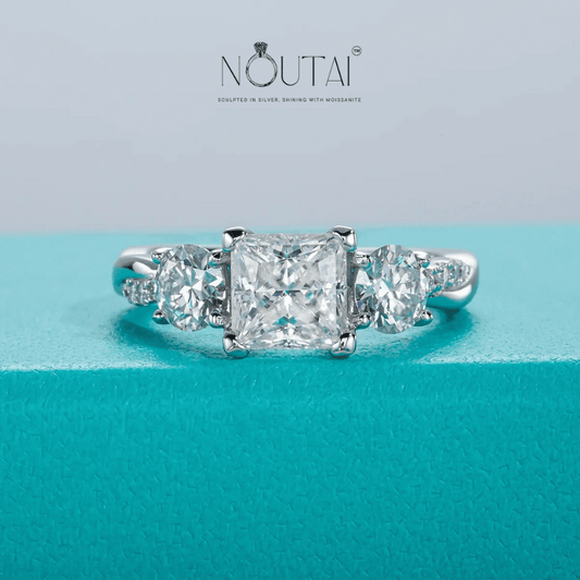 Noutai 1.5ct Princess Cut D Color Moissanite Engagement Ring – 925 Sterling Silver