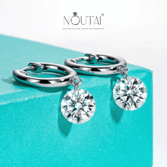 Noutai 4cttw Moissanite Hoop Earrings – 925 Sterling Silver