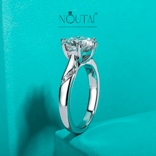 Noutai 3ct Round Cut D Color Moissanite Engagement Ring – 925 Sterling Silver