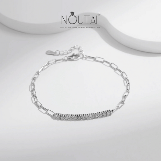 Noutai Sparkling D Color Moissanite Lock Bracelet – 925 Sterling Silver