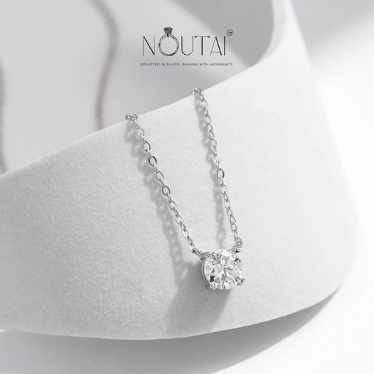 Noutai 0.8ct D Color Moissanite Pendant Necklace – 925 Sterling Silver