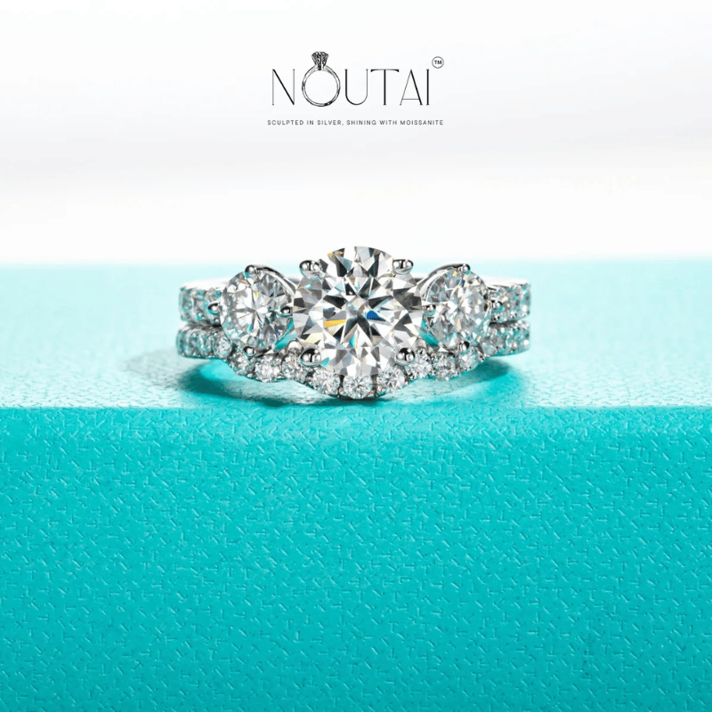 Noutai 3.7cttw D Color Moissanite Bridal Set – 925 Sterling Silver