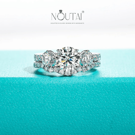 Noutai 3.7cttw D Color Moissanite Bridal Set – 925 Sterling Silver