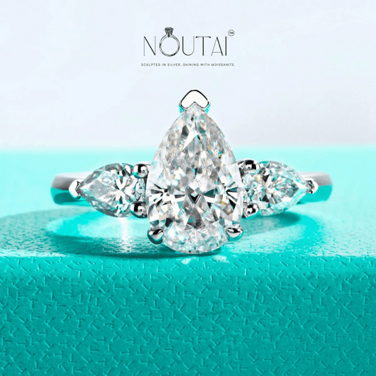 Noutai 4cttw Pear Cut D Color Moissanite Engagement Ring – 925 Sterling Silver