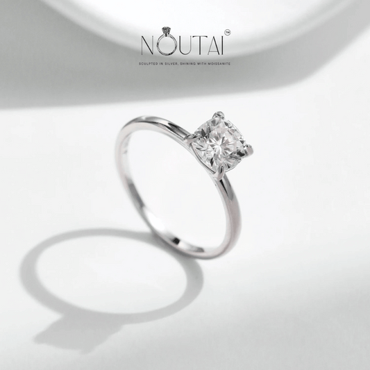 Noutai 1ct Delicate Square Cushion Moissanite Ring – 925 Sterling Silver