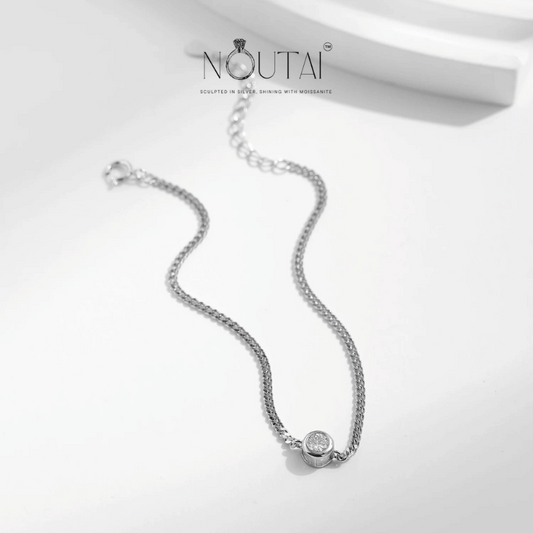 Pulsera Noutai con engaste de moissanita: joyería nupcial de plata de ley para mujer