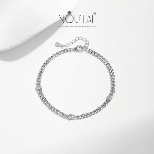 Noutai D Color Round Moissanite Twisted Bracelet – 925 Sterling Silver