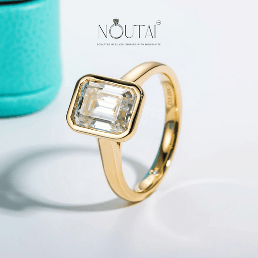 Noutai 3ct Emerald Cut D Color Moissanite Engagement Ring – 925 Sterling Silver