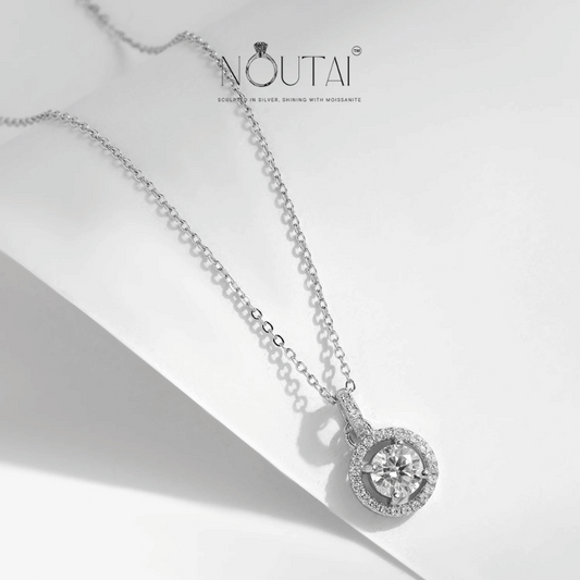 Noutai 1ct D Color Moissanite Pendant Necklace – 925 Sterling Silver