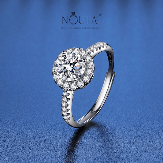 Noutai 0.5-2ct Adjustable Moissanite Ring – 925 Silver
