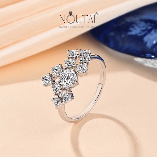 Noutai 1.5ct Round Moissanite Ring – 925 Silver 18K Plated