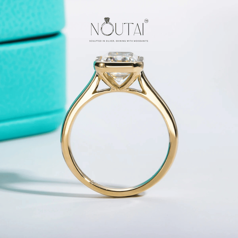 Noutai 3ct Emerald Cut D Color Moissanite Engagement Ring – 925 Sterling Silver