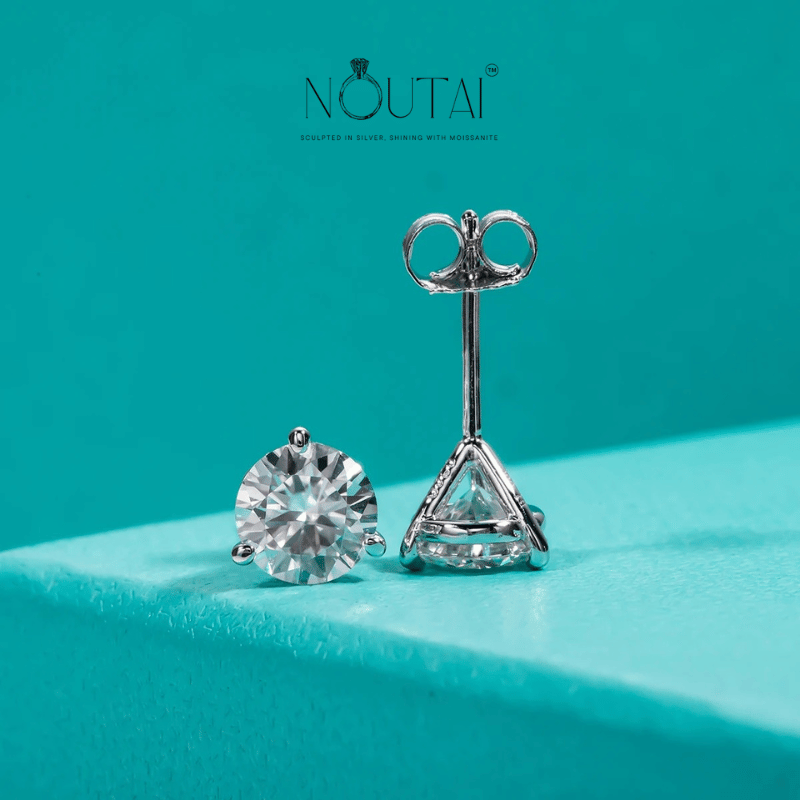Noutai 2cttw D Color Moissanite Stud Earrings – 925 Sterling Silver