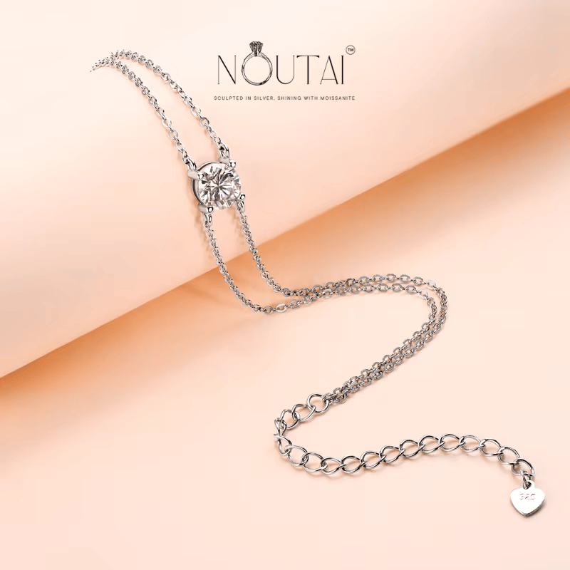 Pulsera de doble cadena de moissanita Noutai: joyería nupcial para mujer