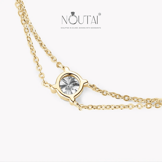 Pulsera de doble cadena de moissanita Noutai: joyería nupcial para mujer