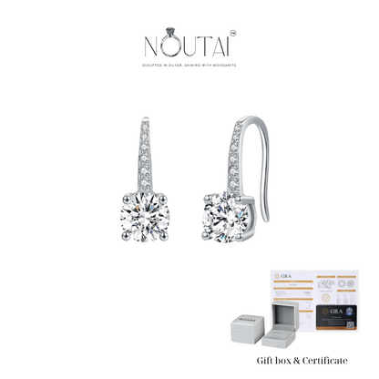 Noutai 2ct D Color Moissanite Hook Earrings – 925 Sterling Silver