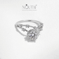 Anillo Noutai con corona de halo de moissanita: joyería nupcial de lujo para mujer