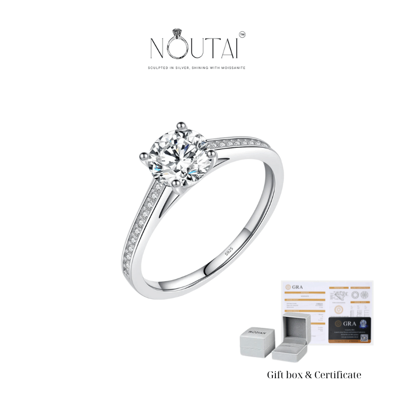 Noutai 1ct D Color Lab Diamond Moissanite Ring – 925 Sterling Silver