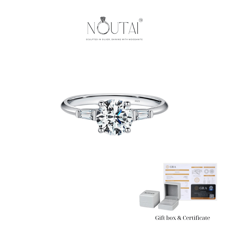 Noutai 1.0ct Round Moissanite Ring – 925 Sterling Silver