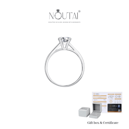 Noutai 1ct D Color Round Moissanite Ring – 925 Sterling Silver