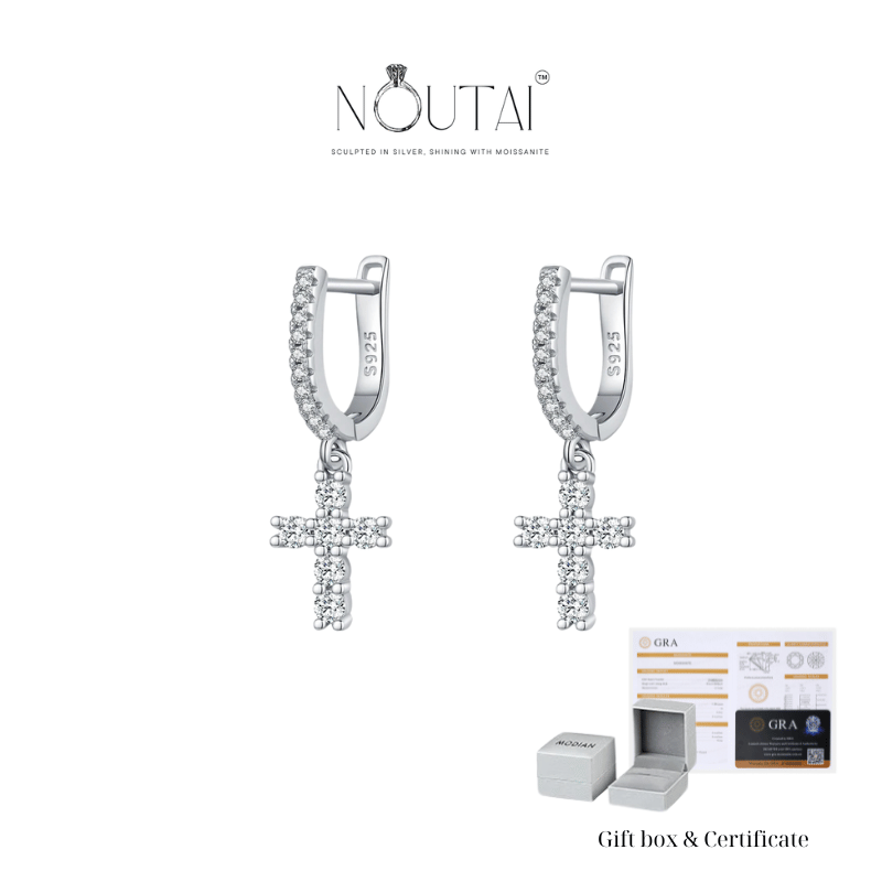 Noutai D Color VVS1 Moissanite Hoop Earrings – 925 Sterling Silver