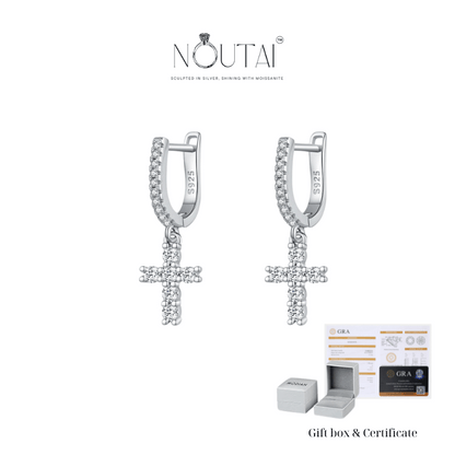 Noutai D Color VVS1 Moissanite Hoop Earrings – 925 Sterling Silver