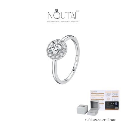 Noutai 0.5ct D Color VVS1 Round Moissanite Ring – 925 Sterling Silver