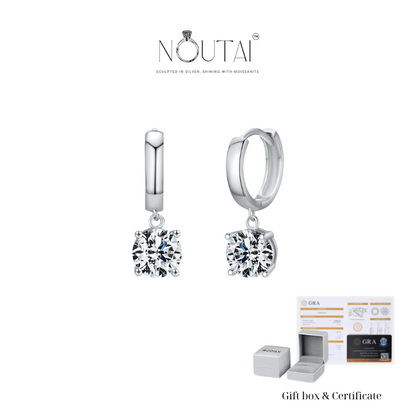 Pendientes de aro de moissanita Noutai: joyería nupcial de plata de ley para mujer