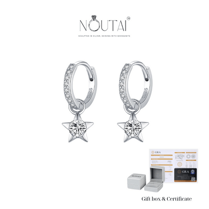 Noutai 0.3ct D Color Round Moissanite Hoop Earrings – 925 Sterling Silver