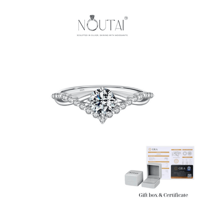 Noutai Crown D Color Moissanite Delicate Lab Diamond Ring – 925 Sterling Silver