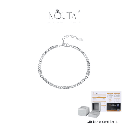 Noutai D Color Round Moissanite Twisted Bracelet – 925 Sterling Silver