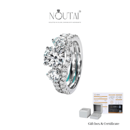 Noutai 3.7cttw D Color Moissanite Bridal Set – 925 Sterling Silver
