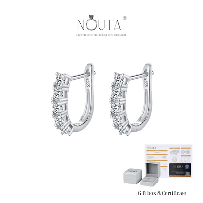 Noutai D Color U Shape Moissanite Hoop Earrings – 925 Sterling Silver