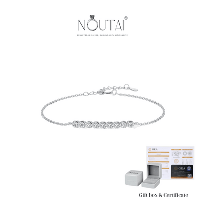 Noutai D Color Moissanite Simple Round Chain Bracelet – 925 Sterling Silver