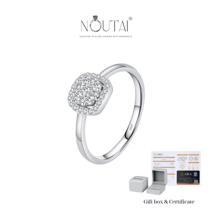 Noutai Sparkling VVS1 D Color Pave Moissanite Ring – 925 Sterling Silver