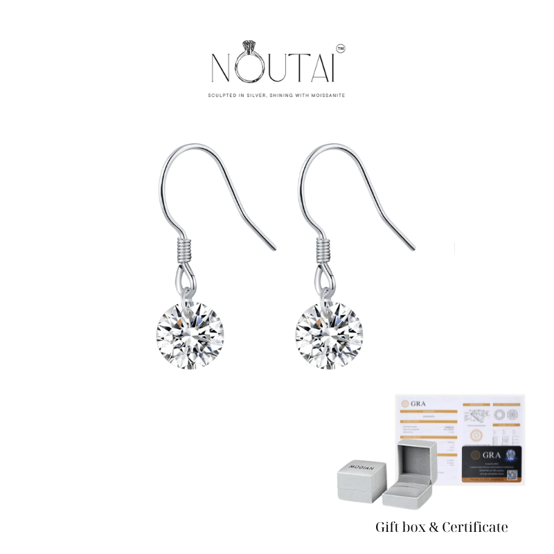 Noutai 1ct D Color Moissanite Hook Earrings – 925 Sterling Silver
