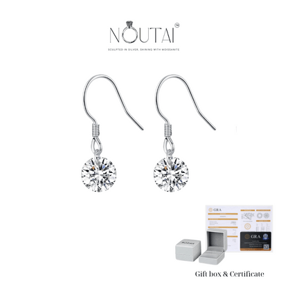 Noutai 1ct D Color Moissanite Hook Earrings – 925 Sterling Silver