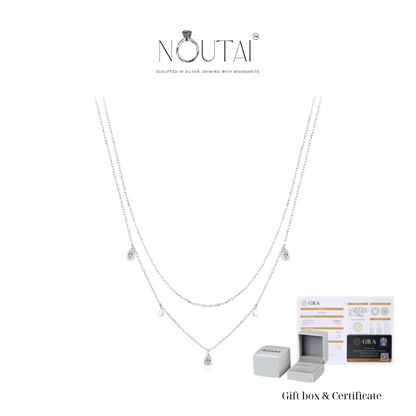 Colgante de doble capa de moissanita Noutai: elegante gargantilla redonda para mujer