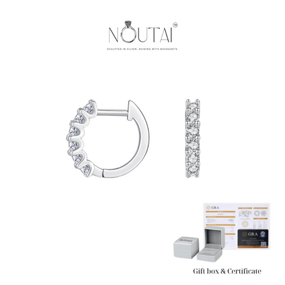 Noutai D Color Moissanite Small Hollow Hoop Earrings – 925 Sterling Silver