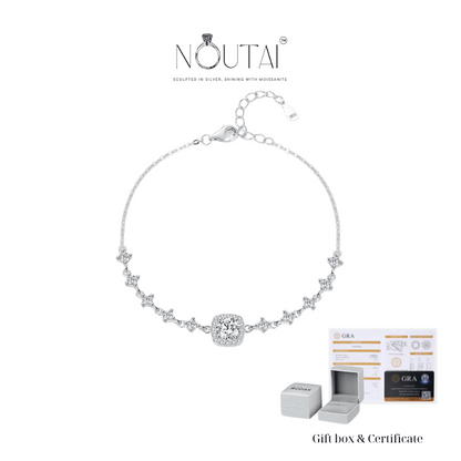 Noutai 0.8ct D Color Moissanite Halo Bracelet – 925 Sterling Silver
