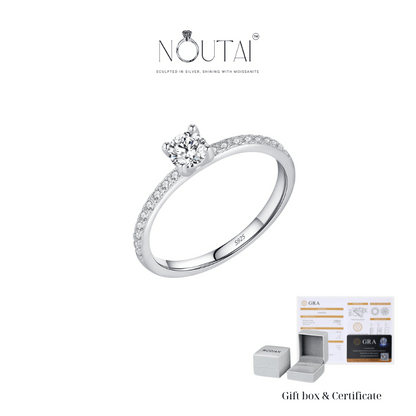Noutai D Color Delicate Square Moissanite Ring – 925 Sterling Silver