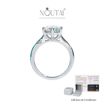 Noutai 3ct Round Cut D Color Moissanite Engagement Ring – 925 Sterling Silver