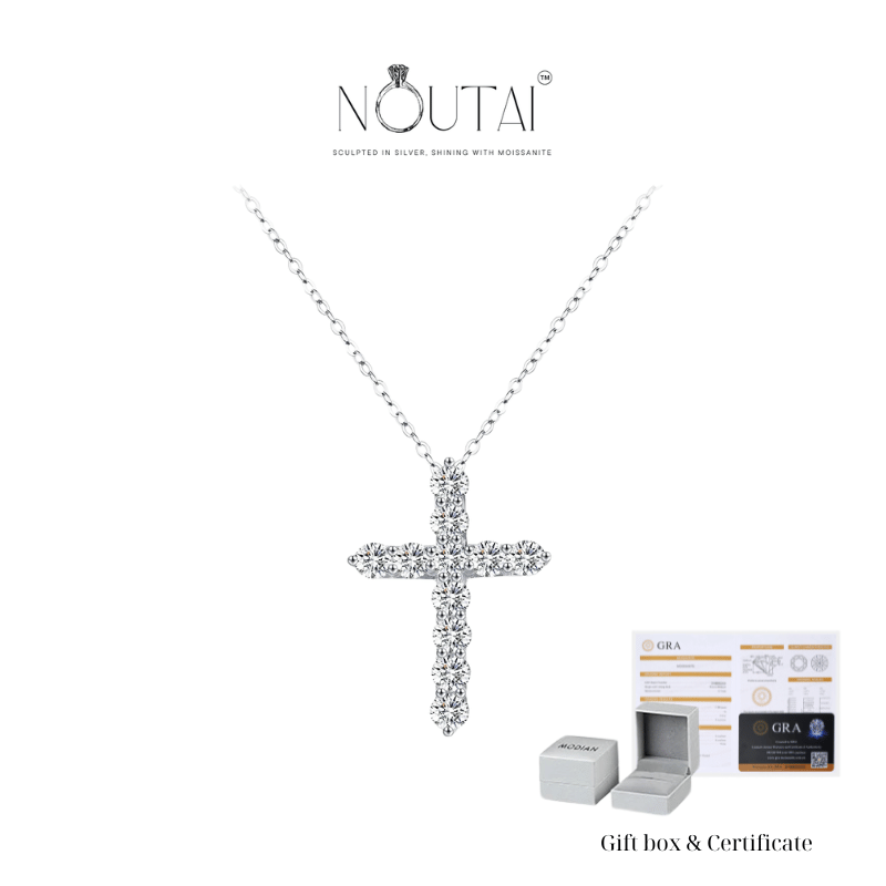 Noutai D Color Moissanite Pendant Necklace – 11 Stones 925 Silver