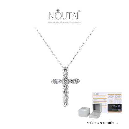 Collar con colgante de moissanita Noutai: exquisita joyería de cadena de eslabones cruzados para mujer