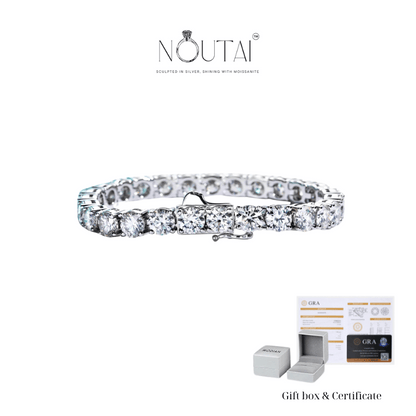Noutai 3mm 5.2-6.5cttw D Color Moissanite Tennis Bracelet – 925 Sterling Silver